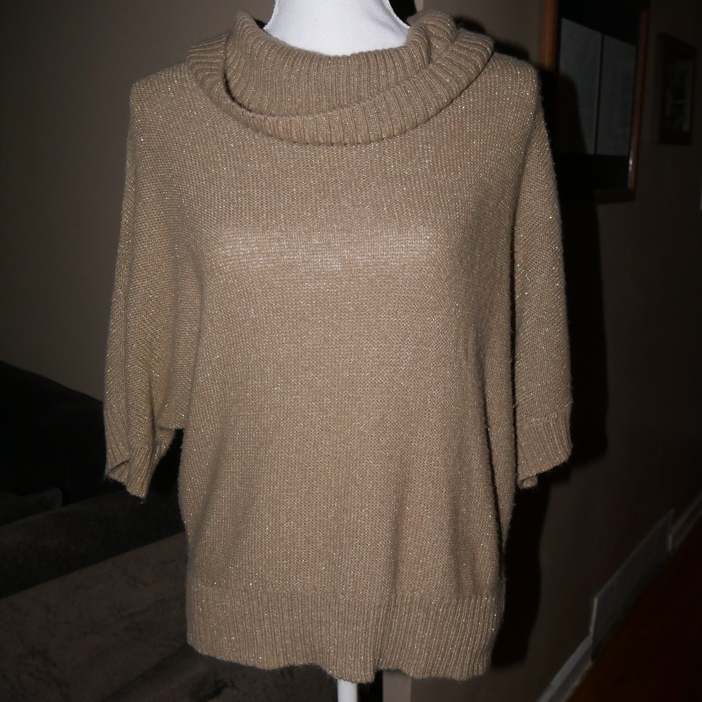 Gold Glitter Oversized Cowl Neck Sweater